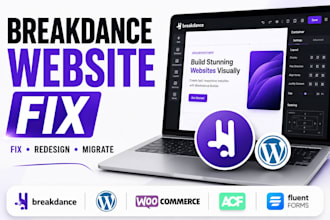 build breakdance wordpress website woocommerce store breakdance landing page