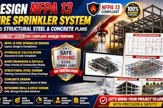design nfpa 13 fire sprinkler and structural steel concrete plans