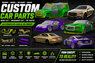 3d car model vehicle truck rc body kit cad model widebody kit for 3d printing