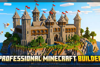build minecraft castle, hubs, villages, base, spawns, house