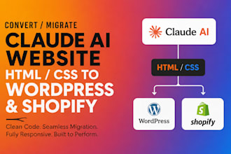 convert migrate claude ai website claude website HTML CSS to wordpress shopify