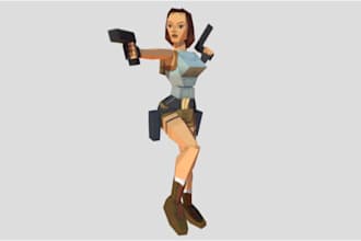 create psx in lowpoly 3d character model, animation in retro ps1, ps2, n64, y2k
