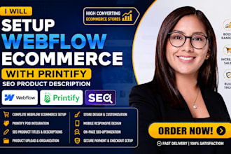 setup webflow ecommerce with printify seo product description