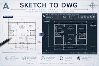 convert your architectural sketch to an accurate autocad dwg