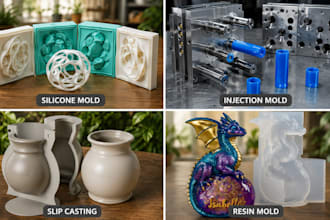 design silicone, slip casting, injection, ice and resin mold with cad stl