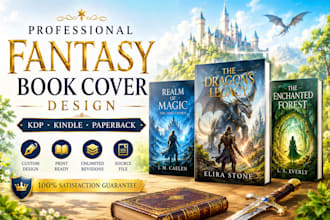design custom fantasy book cover, ebook cover design, KDP book cover design