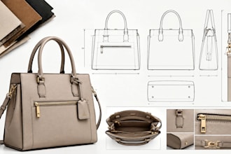create manufacturer ready bag tech pack for handbag, backpack and tote bag