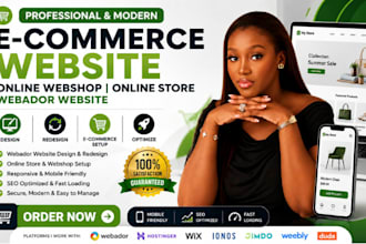 create an ecommerce website, online webshop, online store webador website
