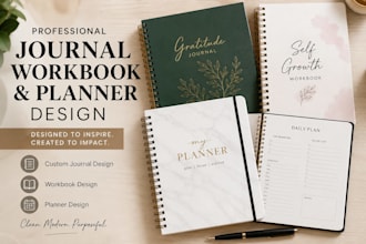 design journal, workbook, or digital planner for amazon KDP