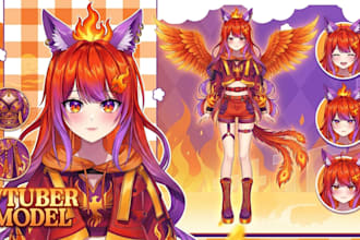 design 3d anime character vtuber model for vrchat with rigging in anime style
