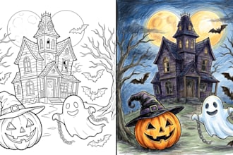 design custom coloring pages, monochrome coloring book for kids, amazon KDP esty