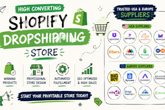 build shopify dropshipping store design via cj aliexpress dsers zendrop autods