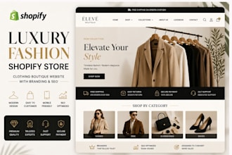 design fashion shopify store, clothing boutique website with branding and SEO