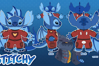 plush reference sheet custom stuffed animal character design tech pack mascot oc