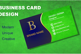 create a modern unique and professional visiting card