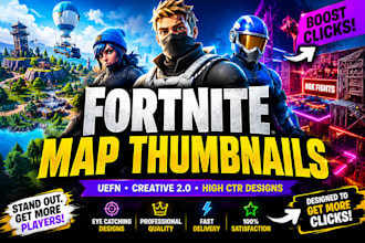design eye catching fortnite map thumbnail, uefn, creative 2 0 HD thumbnail