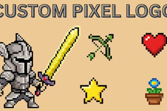 create custom pixel gaming and retro 8 bit logo for twitch, youtube and games