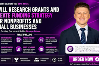 research grants and create funding strategy for nonprofits and small businesses