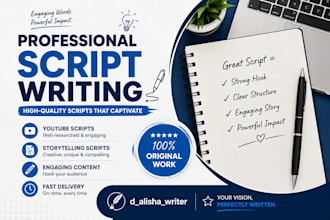 be your professional script writer for videos