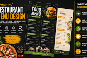 design restaurant, cafe, food menus and optimize uber eats, doordash menus