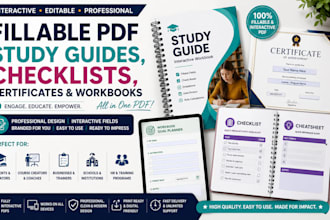 create fillable PDF study guides, checklists, certificates and workbooks