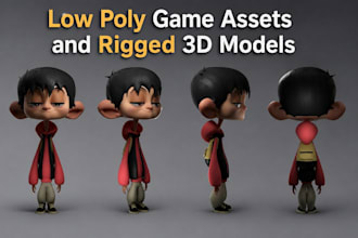 create low poly game assets and rigged 3d models