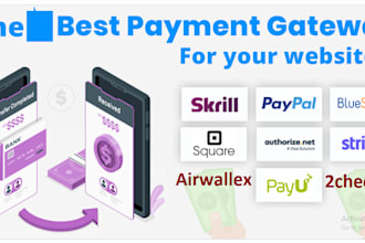 create and integrate payment gateway, paypal, airwallex, stripe, klarna, wise