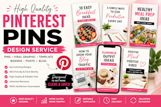 design high quality pinterest pin, viral graphic, template, boards, posts, blog