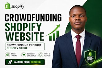 build crowdfunding shopify store kickstarter website product launch landing page