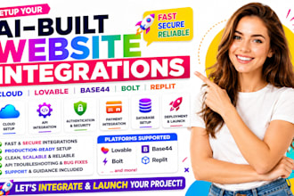 setup your ai built website integrations, cloude, lovable, base44, bolt, replit