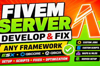 setup, develop, fix optimize your fivem qbcore esx qbox fivem server for you