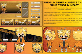 custom 2d furry, model gaming streaming vtuber,stream assets