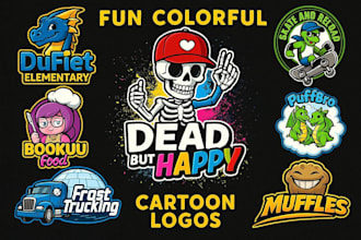 design colorful cartoon mascot logo