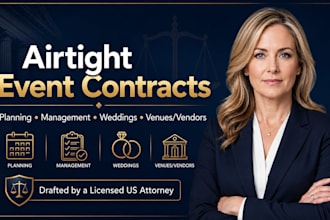 draft custom wedding contracts and corporate conference agreements US attorney