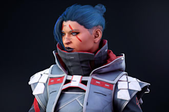 real time game play character,sculpt in zbrush,charat genesis,xgen hair in ue5