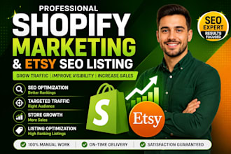 boost shopify or etsy sales with shopify store marketing, etsy SEO promotion