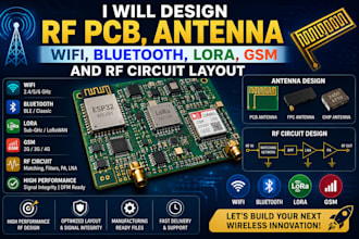 design rf pcb, antenna, wifi, bluetooth, lora, GSM and rf circuit layout