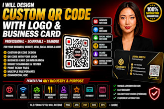 design custom qr code with logo, premium qr code and business card