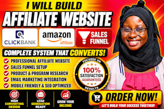build clickbank affiliate website, amazon affiliate site and sales funnel