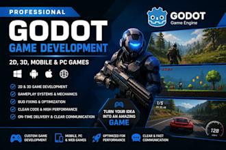 professional godot game development for 2d, 3d,mobile and PC games