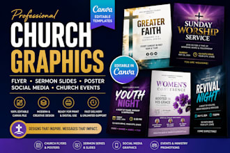 design modern church flyer, sermon series, church poster and worship graphics