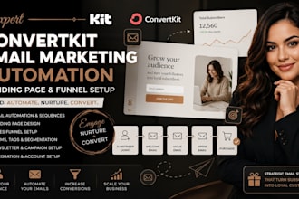 kit convertkit email marketing automation, landing page and funnel setup