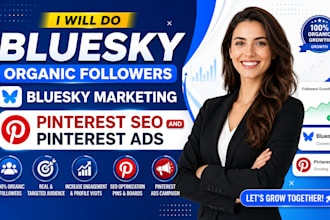 do bluesky organic follower, bluesky marketing, pinterest SEO and ads growth