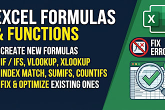 write excel formulas, functions and fix formula errors