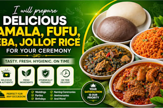 make delicious eba, amala and jollof rice for your occasion