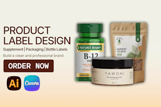 do product label design, supplement label design and product packaging design