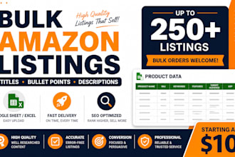 write bulk amazon product titles, bullet points and descriptions