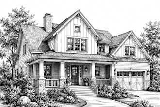 create unique pen and ink house or building sketch illustration