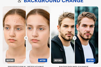 do pro photo retouching acne removal and background change