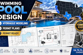 create swimming pool design and hydraulic modeling permit plans ca tx fl ny